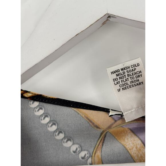 Cache Blouse Womens Medium Multicolor Chain Print Houndstooth Ruched Faux Wrap - Picture 8 of 16